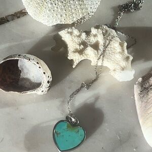 Sterling Silver Turquoise Heart Pendant Necklace